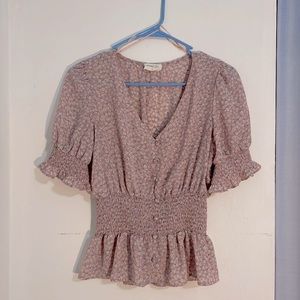 Lilac Flower Print Blouse